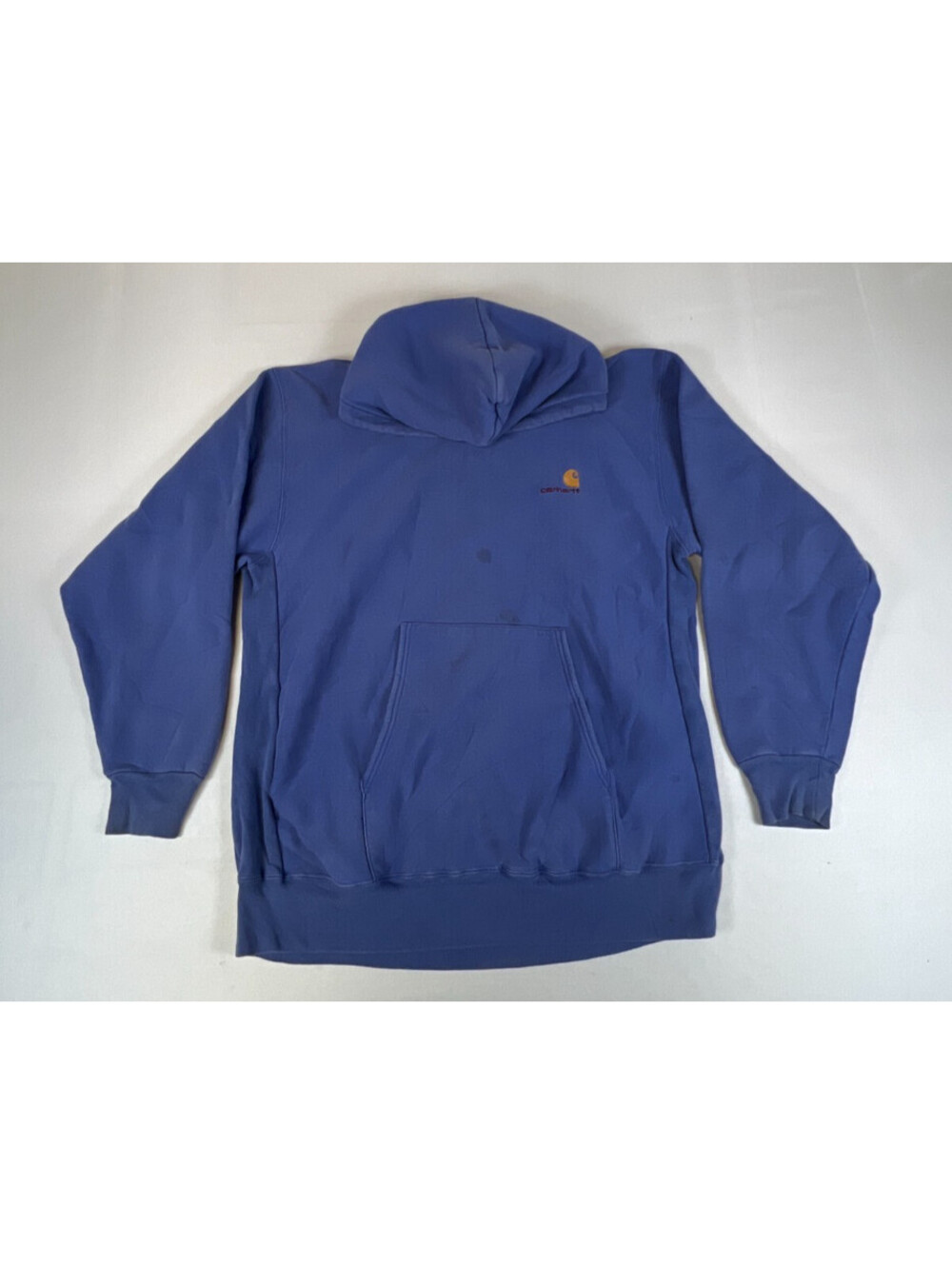 Carhartt Men M Blue Embroidered Logo Pullover Hoodie Sweatshirt
